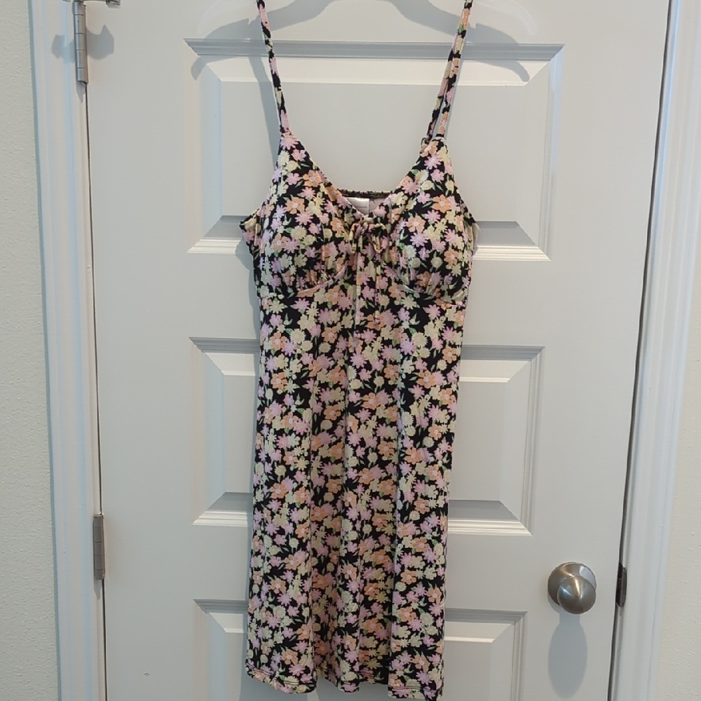 No Boundaries Floral Mini Dress - Black and Pink